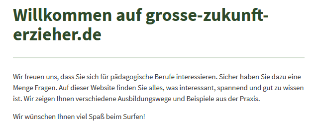Grußwort: Willkommen auf grosse-zukunft-erzieher.de